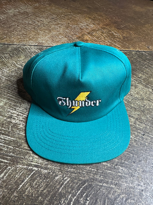 Thunder Bolt Script Teal SnapBack Hat
