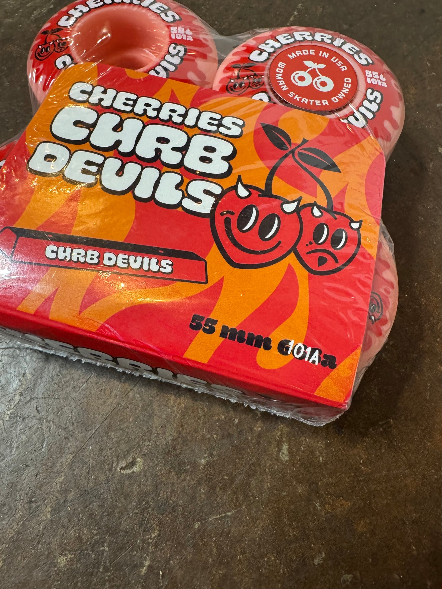 Curb Devils Red Swirls 55mm 101A Wheels