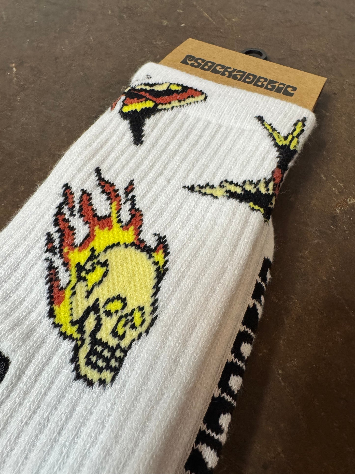 Tattoo White Crew Socks