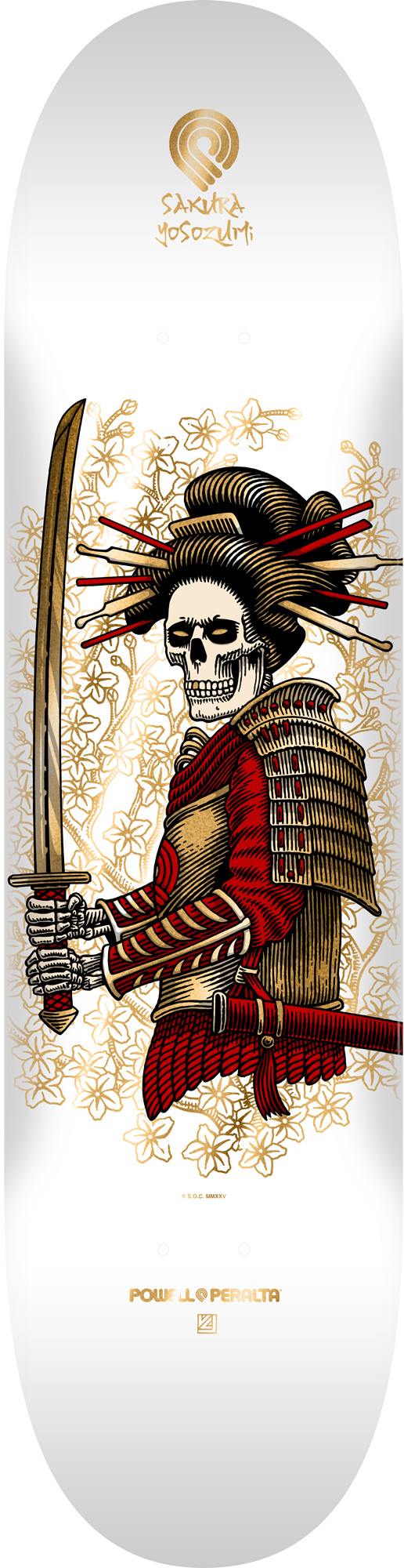 Powell Peralta Sakura Yosozumi Onna-Bugeisha White / Gold Foil - 8.25 Deck