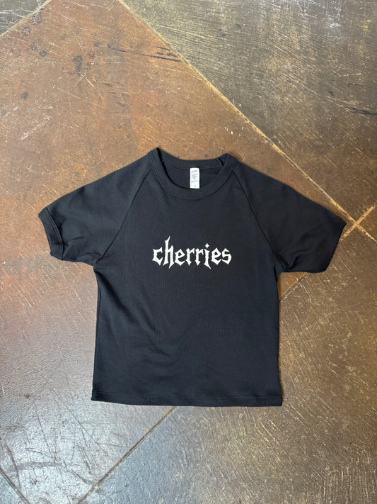 Cherries Babyrib Black Crop Tees