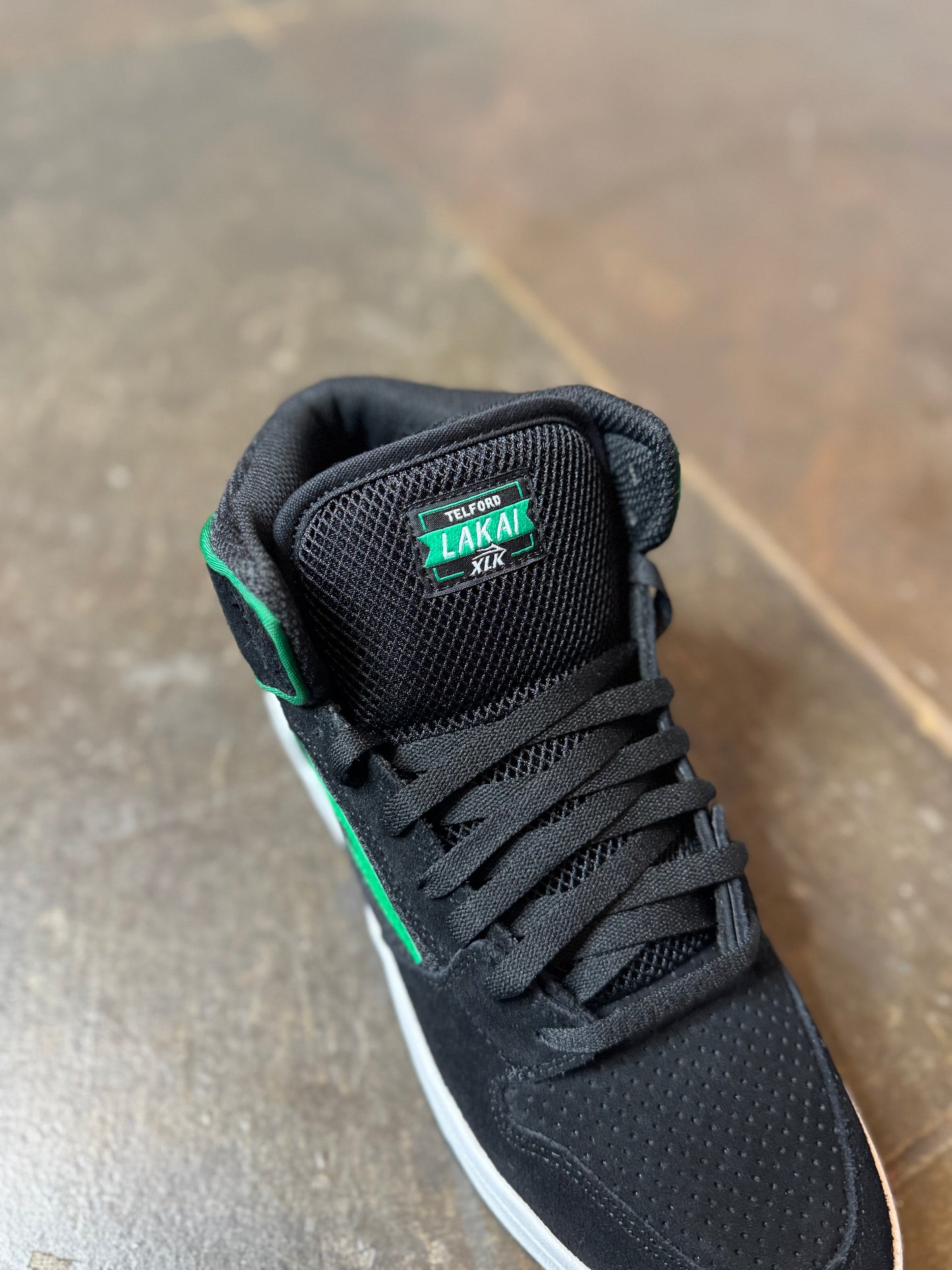 Telford Black Suede/ Green