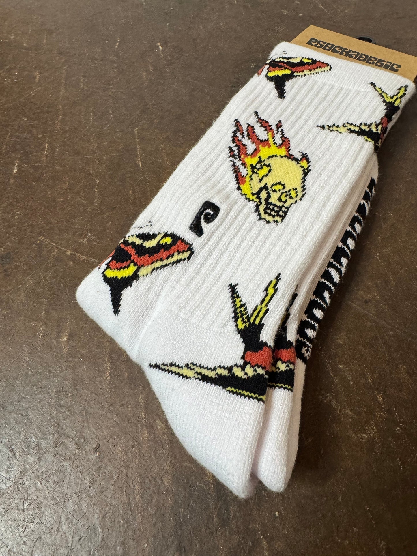 Tattoo White Crew Socks
