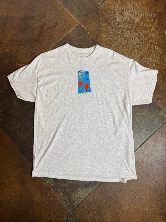 Blue Flowers - Light Grey Tee