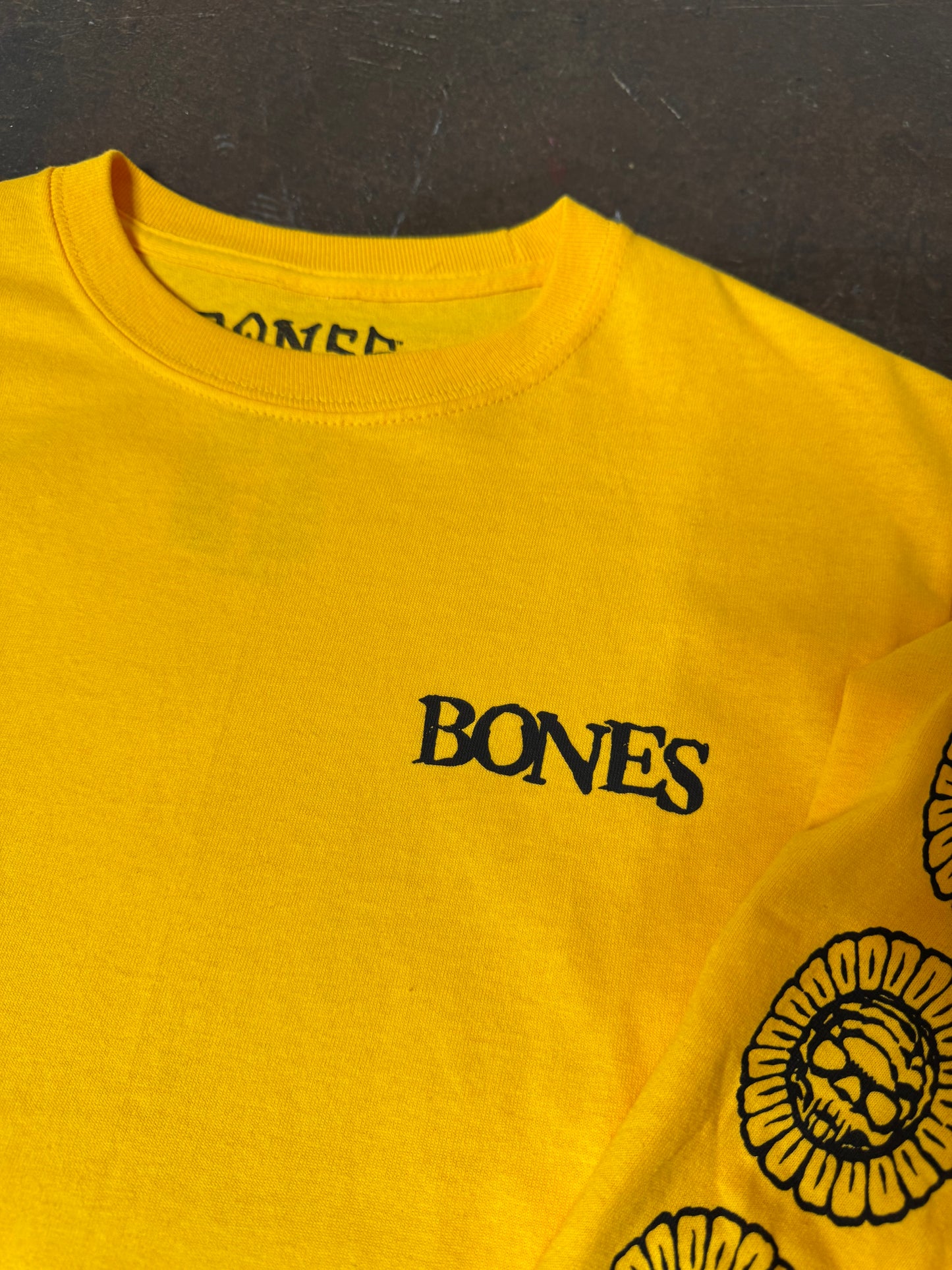 Pushing Up Daisies Yellow Longsleeve Small Tee - Bones Wheels