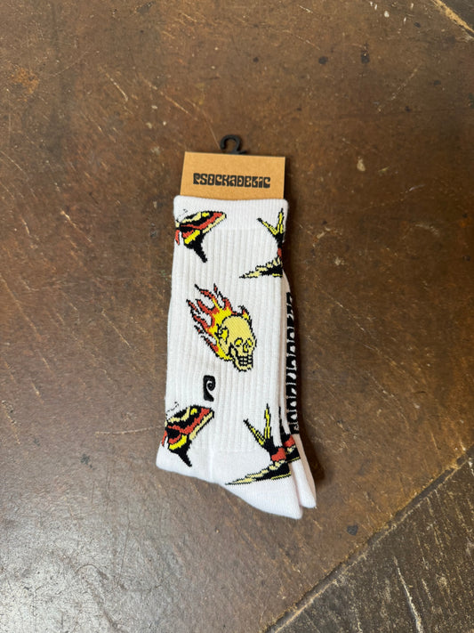 Tattoo White Crew Socks