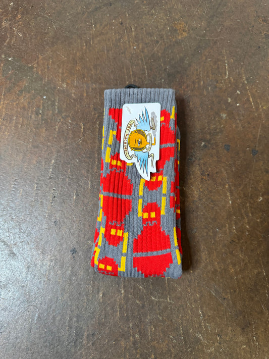 Digi Monster Grey Crew Socks