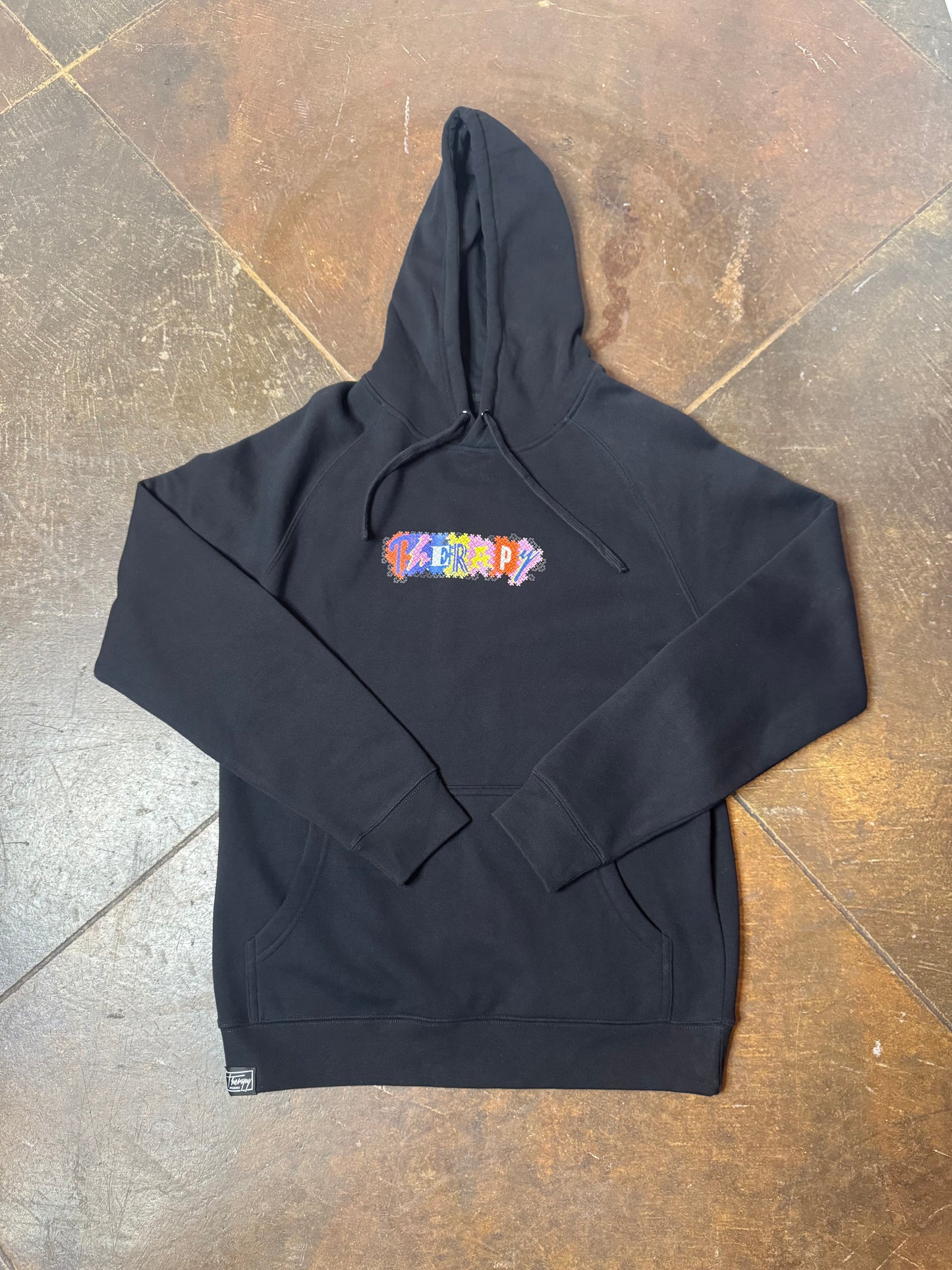 Therapy Puzzled Hoodie - Black