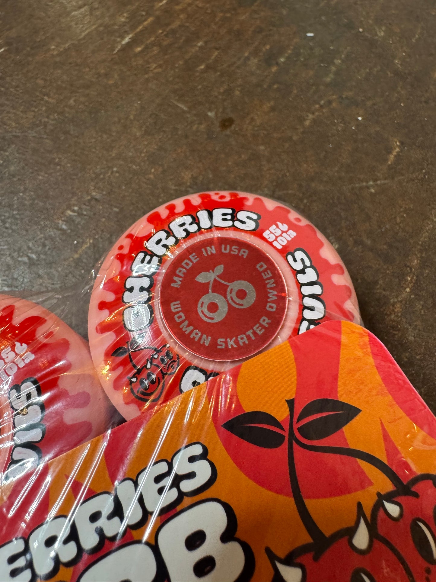 Curb Devils Red Swirls 55mm 101A Wheels