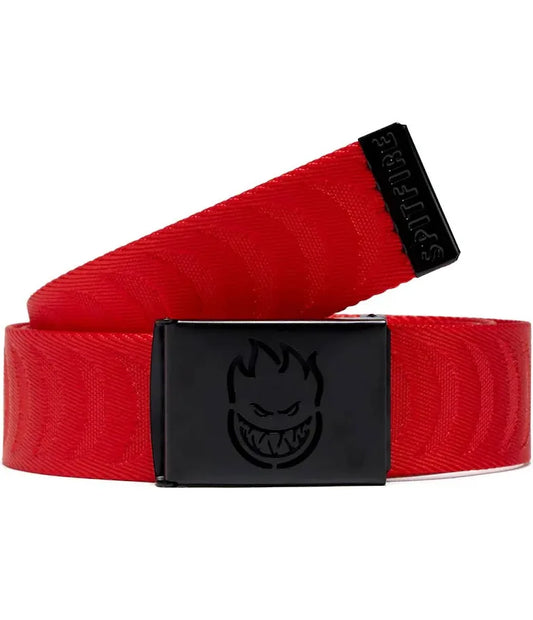 Spitfire Bighead Cut Out Jaquard Swirl Web Belt - Red/ Black