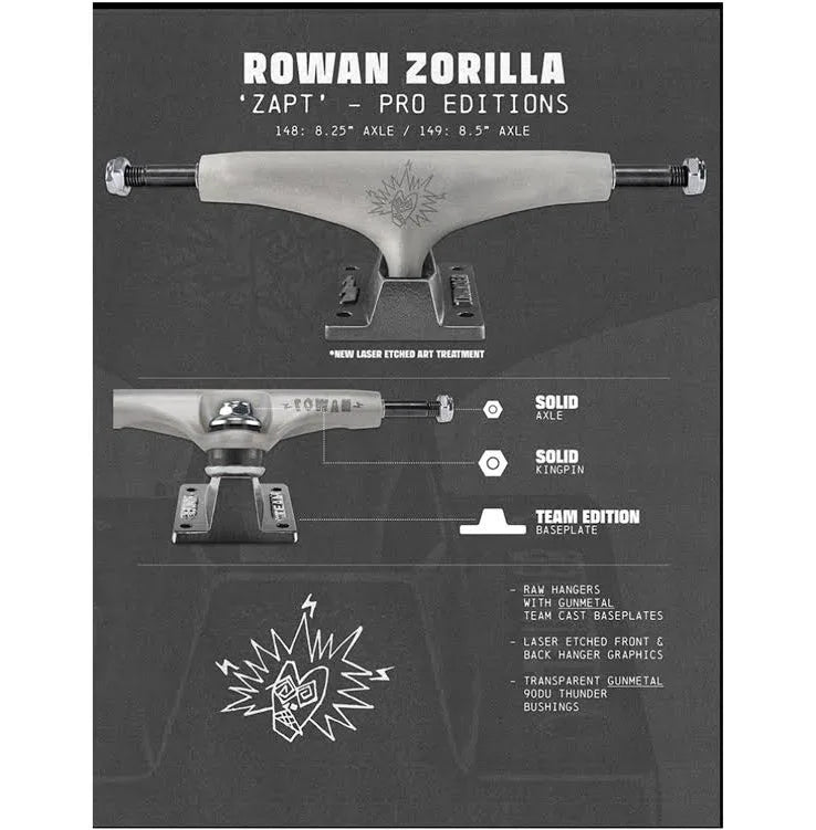 Thunder Rowan Zorilla Zapt Raw/Gunmetal Trucks - 149 (8.5)